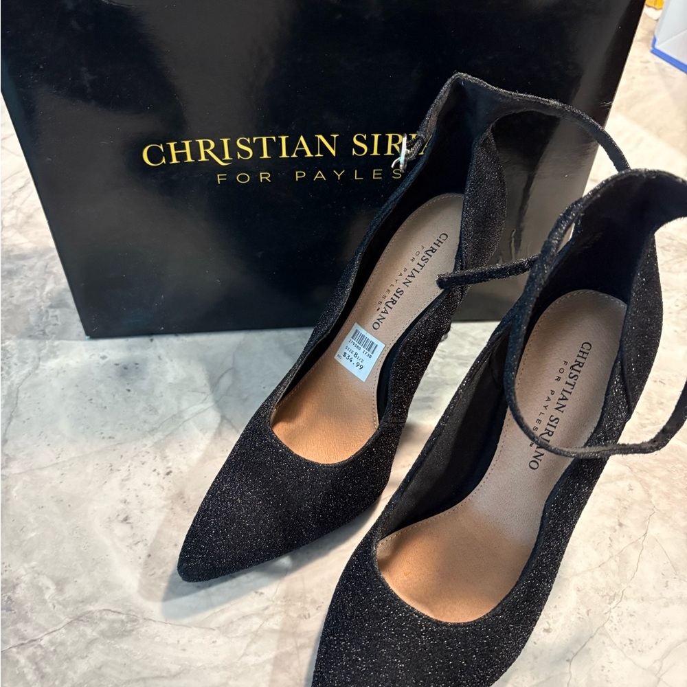 Christian Siriano Glitter Black Heels